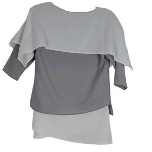 Linen Top Smocked Collar Blouse.  Neutral color. Size Medium